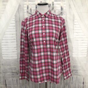 Vineyard Vines Size 4 Pink Plaid Cotton Cashmere 1/2 Button Shirt Long Sleeve